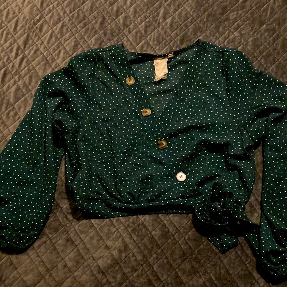 Polkadots green short cute top